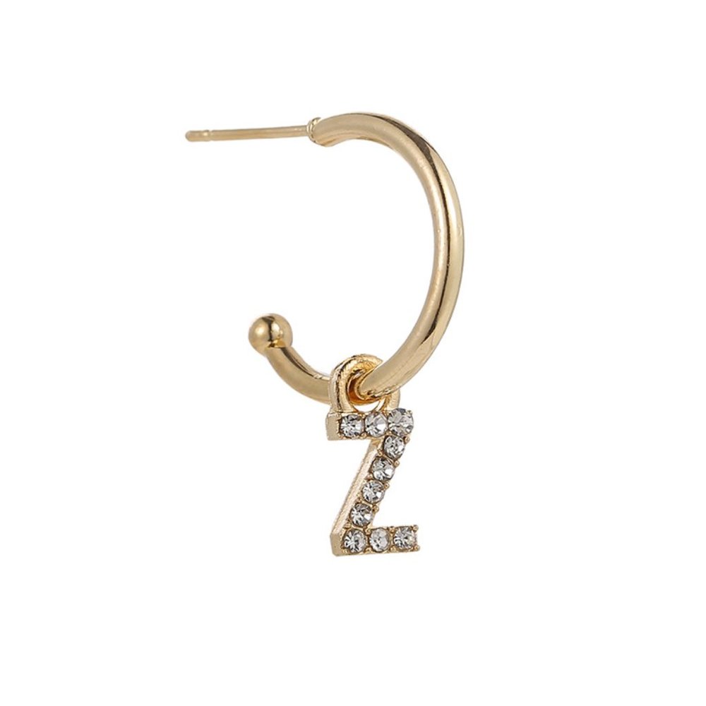 Gold Tone Alphabet Initial Earring Letter Z 3 Pack